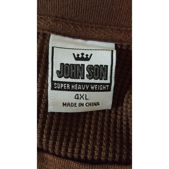 John Son Mens Long Sleeve Shirt 4XL Thermal Heavy Weight Brown - Picture 5 of 7